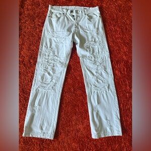 Brand G Slim Straight Distressed White Jeans